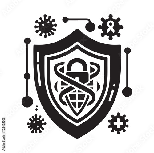 virus protection icon set silhouette vector illustration