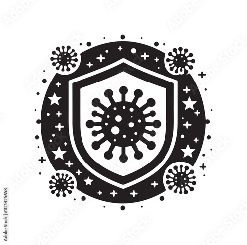 virus protection icon set silhouette vector illustration