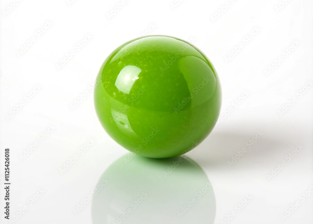 Shiny Green Gumball - Vibrant Candy Sphere on White Background