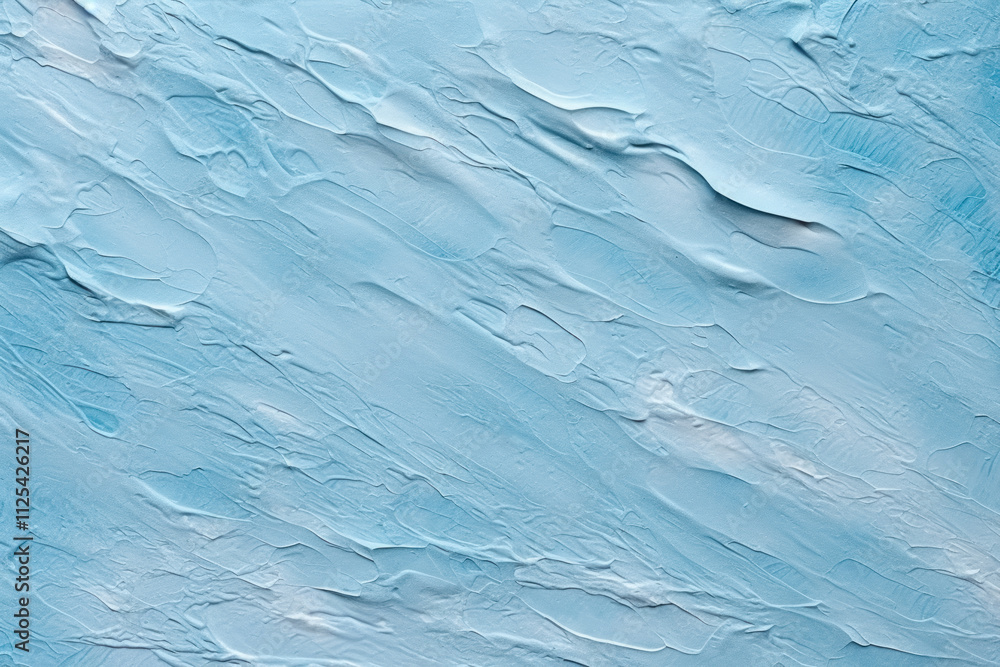 Obraz premium Light pastel abstract background with thick overlapping brushstrokes oil painting of blue color, textured, bold colorful smears of acrylic paint on canvas create with depth and movement.