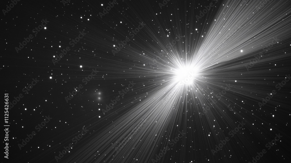 Fototapeta premium Bright Starburst Cosmic Rays Galaxy Space Background Celestial Light