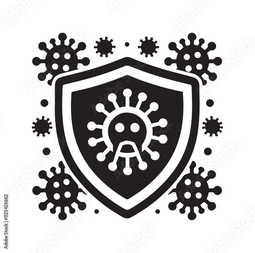 virus protection icon set silhouette vector illustration