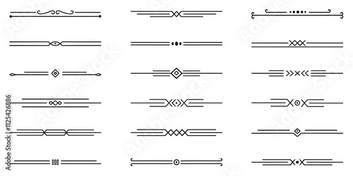 Text dividers doodle set. Wedding decorative elements. Divider ornament, borders, vintage line separators. Hand drawn vector illustration isolated on white background