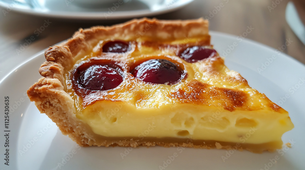 Plum and custard tart with buttery crust. Plum and custard tart with buttery crust.