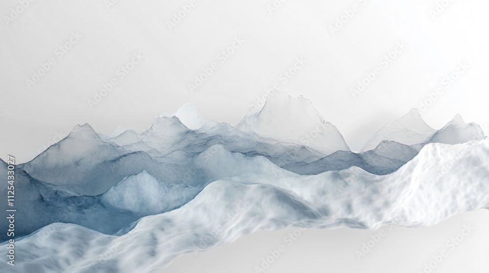 Fototapeta premium Abstract Mountain Landscape in Blue and White