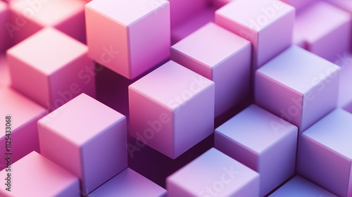 Abstract Pink and Purple Cubes 3D Geometric Background Texture