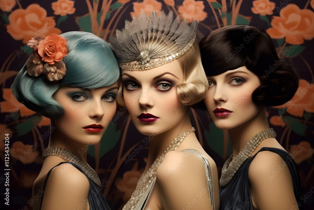 Obraz premium portrait of three art deco woman