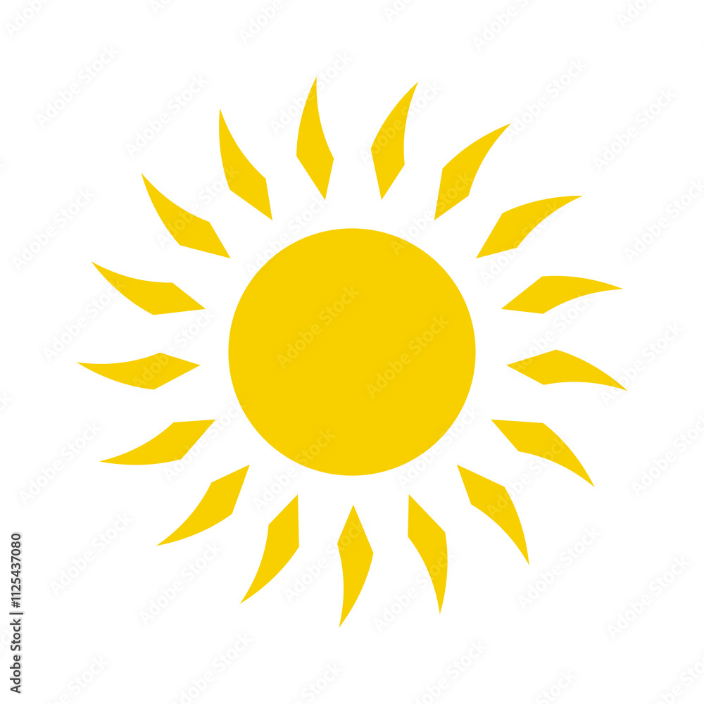 Abstract sun icon. Symbol of summer or rest, warmth and light. Stylized sun with rays, attribute of good weather or mood. Abstract sun icon. Symbol of summer or rest, warmth and light. Stylized sun with rays, attribute of good weather or mood.