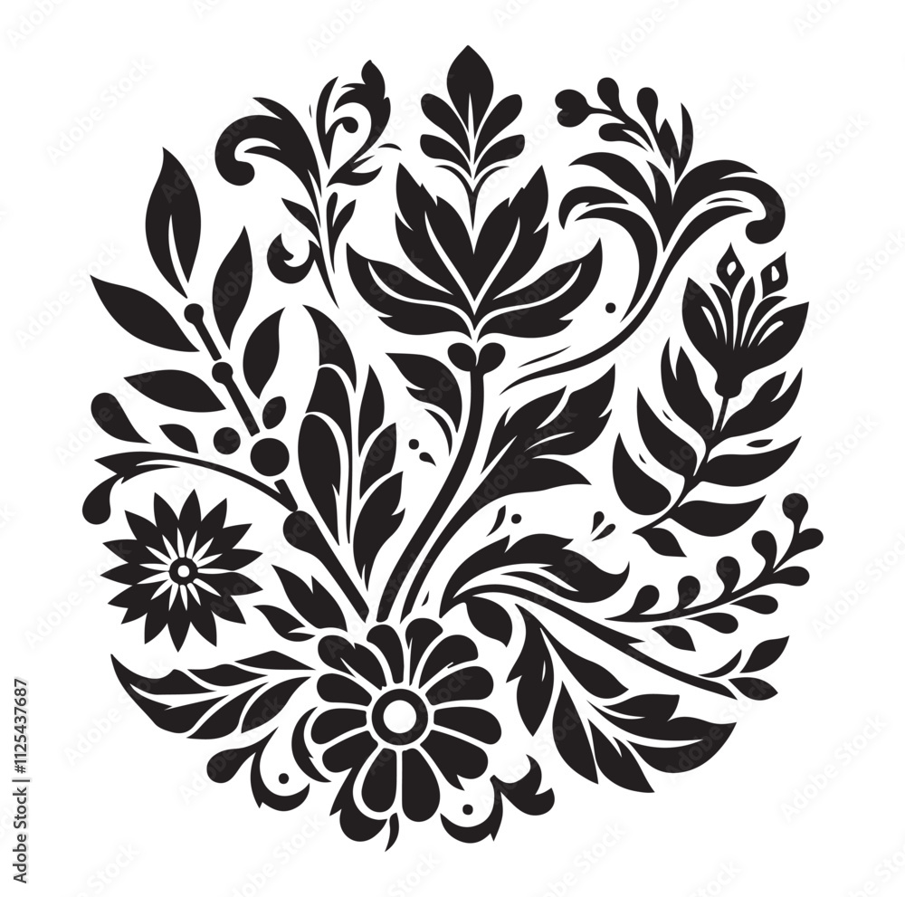 Floral design silhouette vector illustration Floral design silhouette vector illustration
