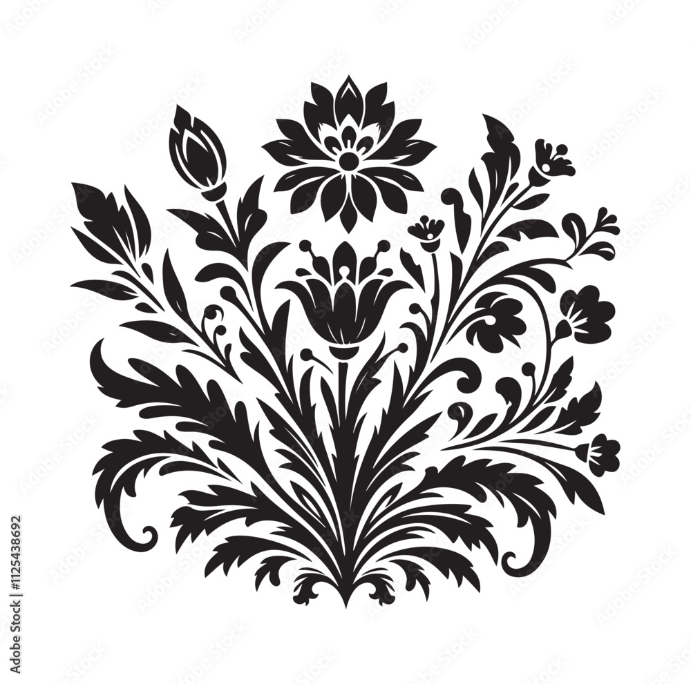 Floral design silhouette vector illustration Floral design silhouette vector illustration