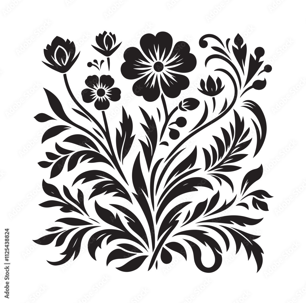 Floral design silhouette vector illustration Floral design silhouette vector illustration