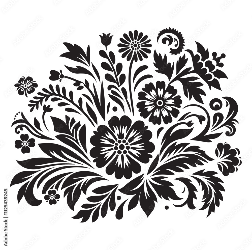 Floral design silhouette vector illustration