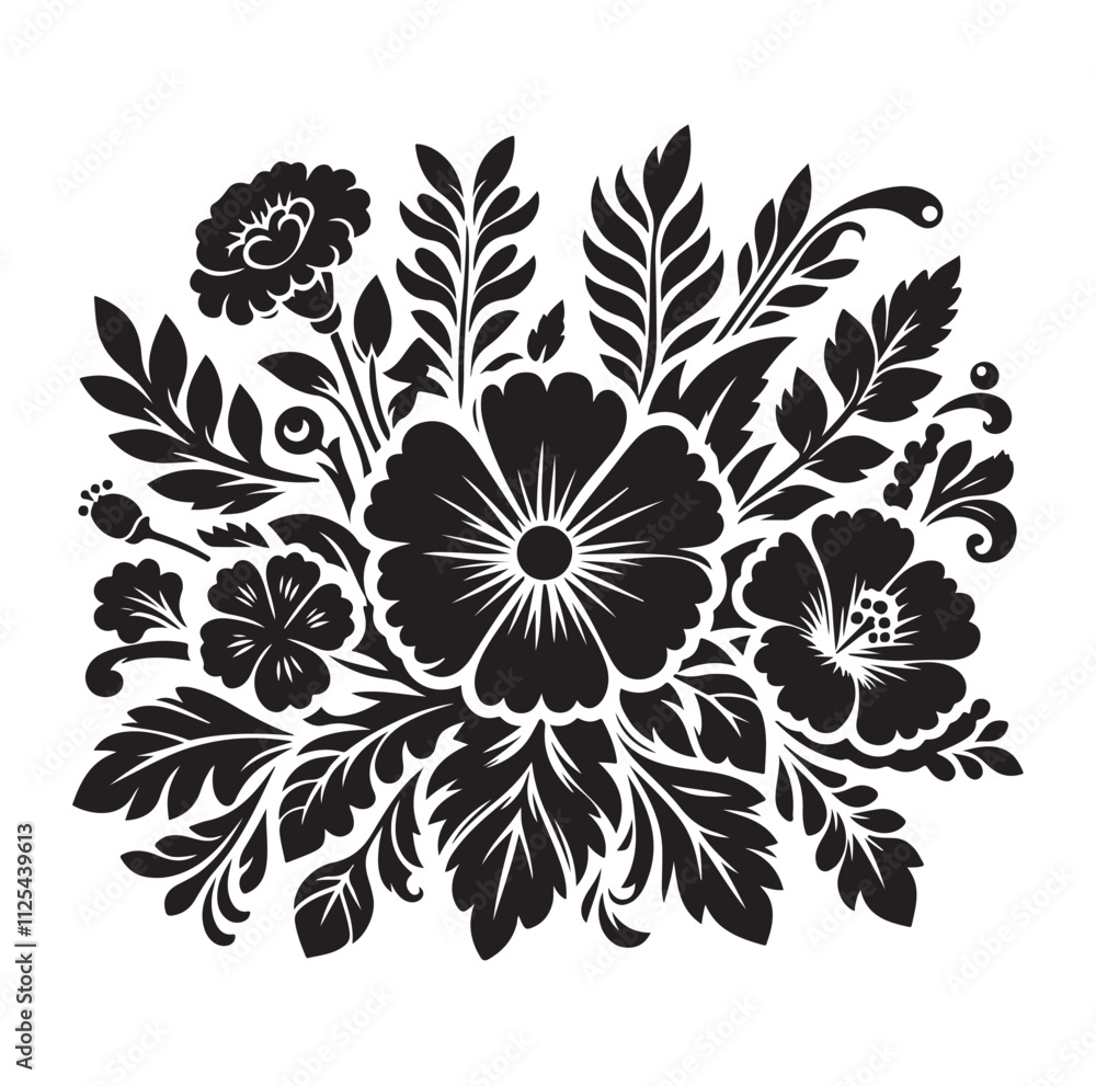 Floral design silhouette vector illustration Floral design silhouette vector illustration