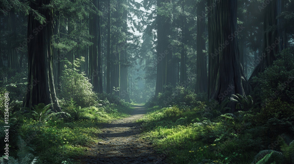 Fototapeta premium Misty forest path.