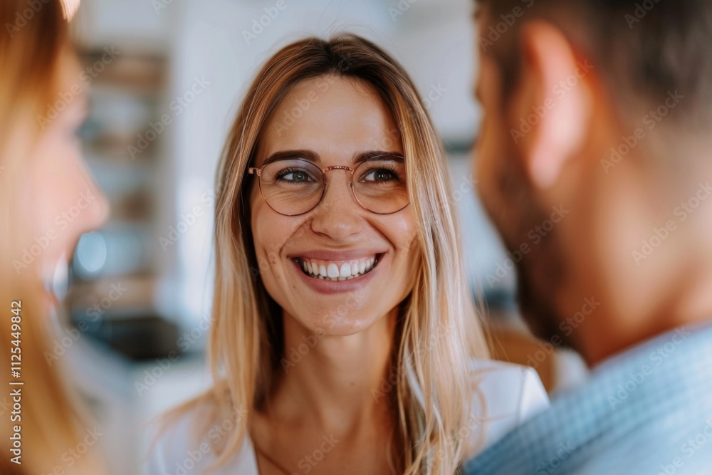Excitement fills the air as a young couple engages with a knowledgeable real estate agent while touring a spacious apartment. Excitement fills the air as a young couple engages with a knowledgeable real estate agent while touring a spacious apartment.