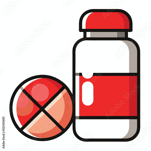 a minimalist icon set featuring a pill and a medicine bottle