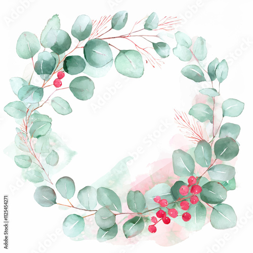 Ramka świąteczna z gałązek i jarzębiny