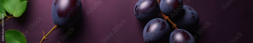 Matte damson background with a minimalist still life composition, banner Matte damson background with a minimalist still life composition, banner