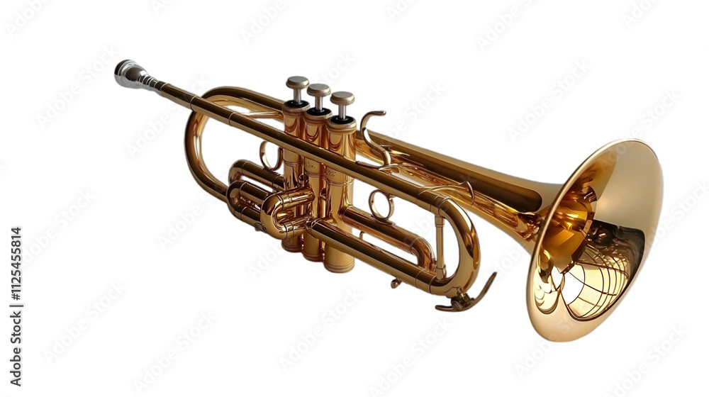 Obraz premium Shiny Gold Trumpet Close-Up for Jazz and Classical Music Performance