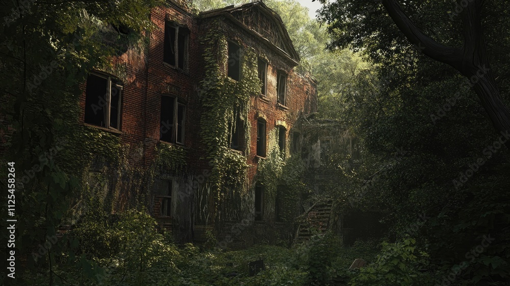 Abandoned Mansion Overgrown with Nature in Enchanted Forest Abandoned Mansion Overgrown with Nature in Enchanted Forest