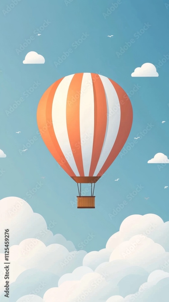 Naklejka premium Hot Air Balloon Soaring Above Clouds