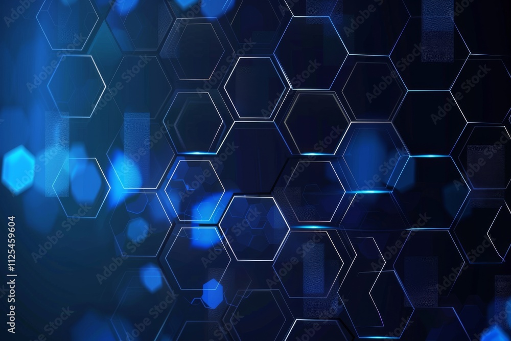 Vibrant hues of blue intertwine to create a mesmerizing hexagonal pattern evoking a sense of advanced technology and digital innovation. Vibrant hues of blue intertwine to create a mesmerizing hexagonal pattern evoking a sense of advanced technology and digital innovation.
