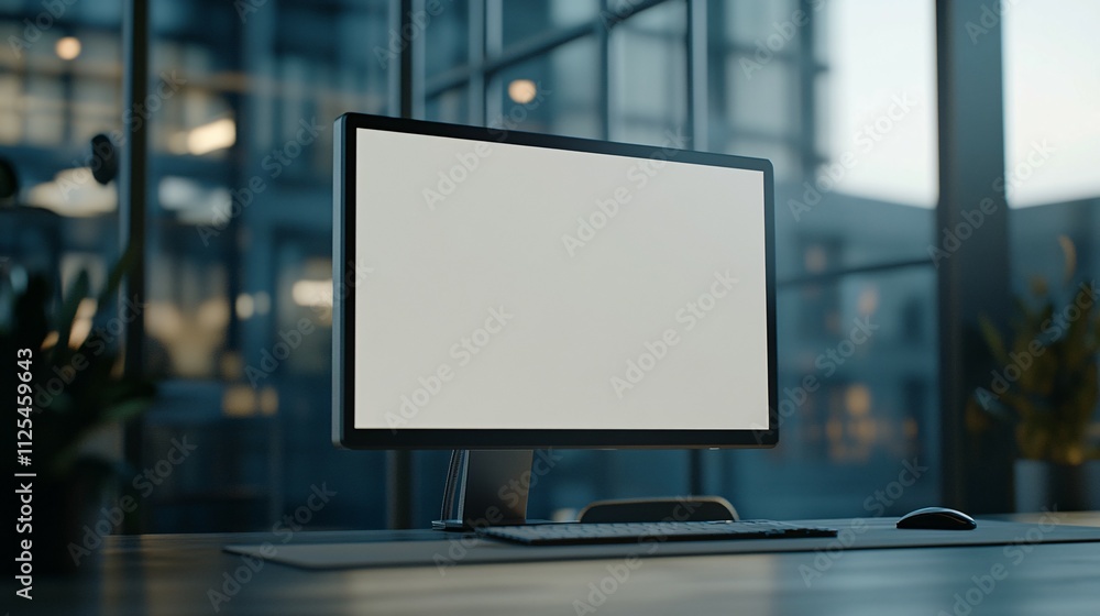 Fototapeta premium Modern Desktop Computer Blank Screen Office Setting