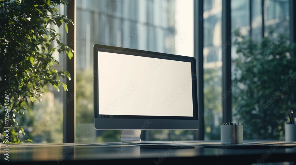 Modern Desktop Computer Screen Blank Display Office Modern Desktop Computer Screen Blank Display Office