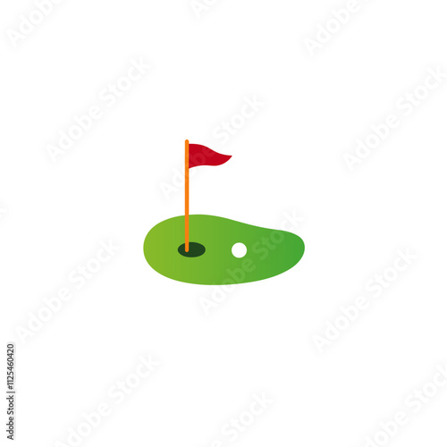 Golf court ball flag icon flat vector design