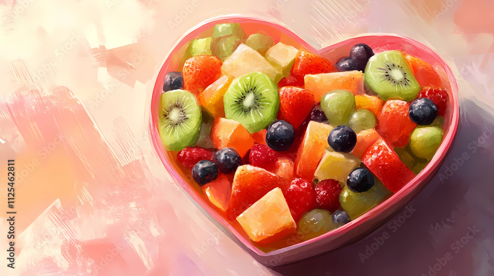 Nourish with Love: Heart-Shaped Bowl of Fresh Fruit Salad Nourish with Love: Heart-Shaped Bowl of Fresh Fruit Salad