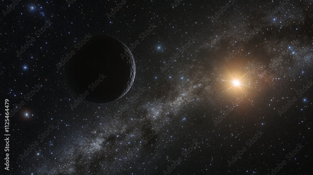 Obraz premium Astronomer discovering a new comet orbiting the sun, visible to the naked eye from Earth