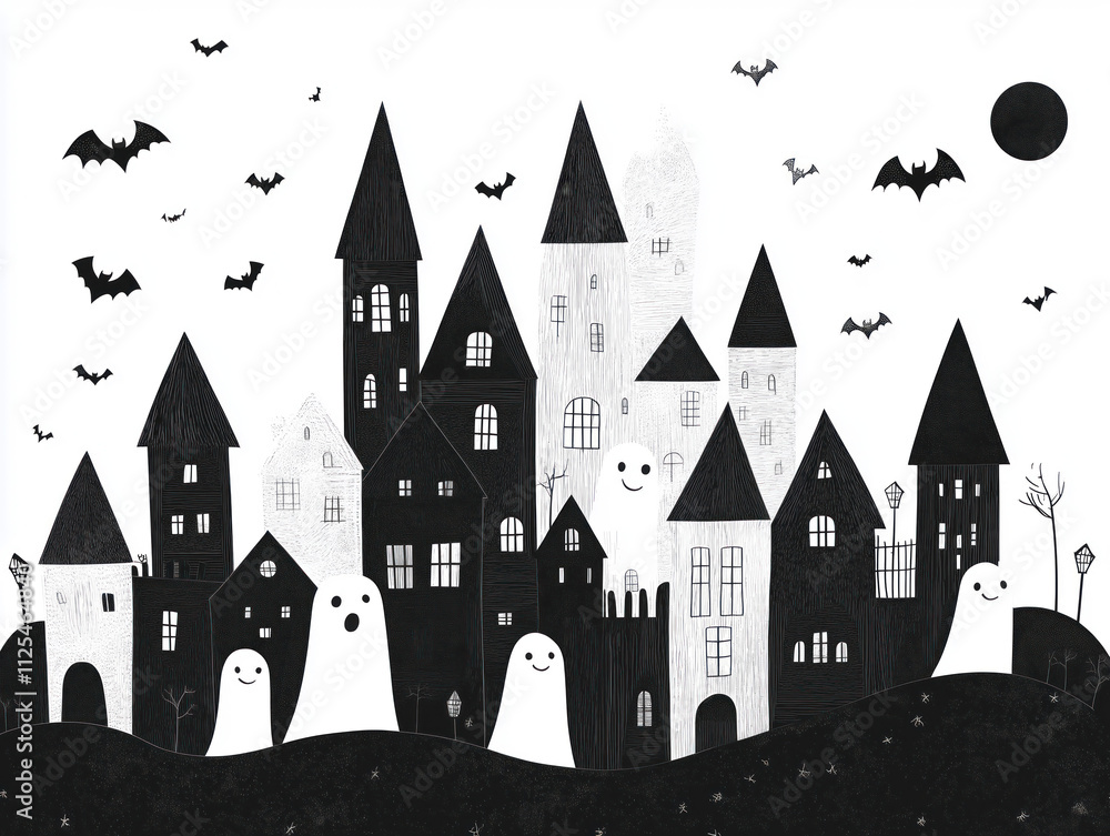 Spooky Halloween Coloring Page: A Black-and-White Castle Surrounded by Playful Ghosts – Unleash Your Creativity and Embrace the Festive Spirit! Spooky Halloween Coloring Page: A Black-and-White Castle Surrounded by Playful Ghosts – Unleash Your Creativity and Embrace the Festive Spirit!