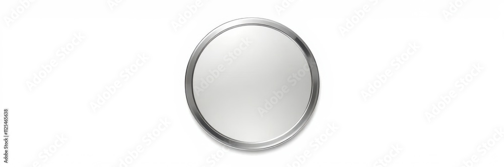 Circular silver pin badge mockup isolated on white background, circular Circular silver pin badge mockup isolated on white background, circular
