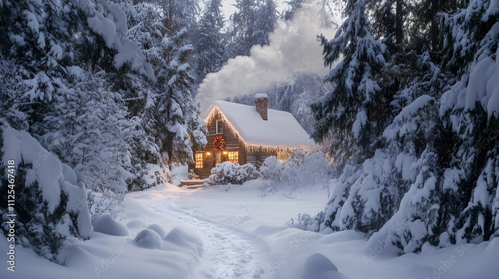 Naklejka premium House in the winter forest