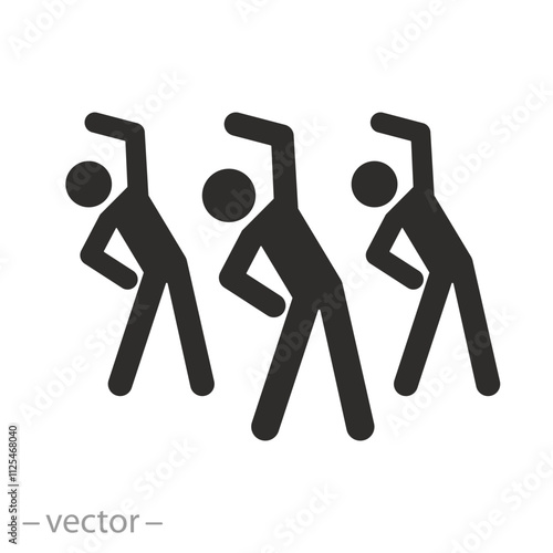 fitness exercise classes, group fitness workout icon, active sportive programs, athletic people in gym, flat vector illustration