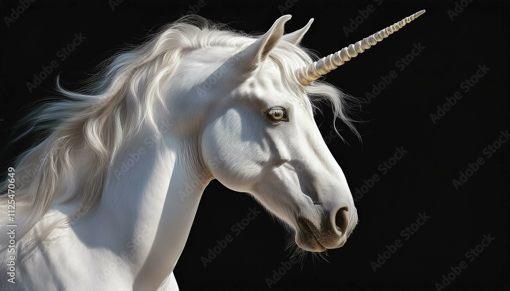 Naklejka premium white horse on black background