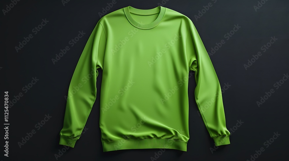 A bright green long-sleeve shirt displayed on a solid black background A bright green long-sleeve shirt displayed on a solid black background