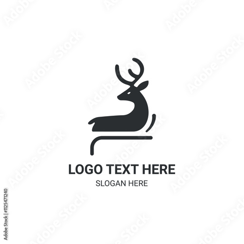 Minimalist deer shape logo design