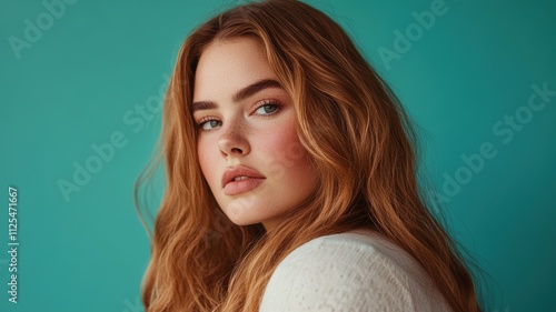 Plus-size Caucasian model w...