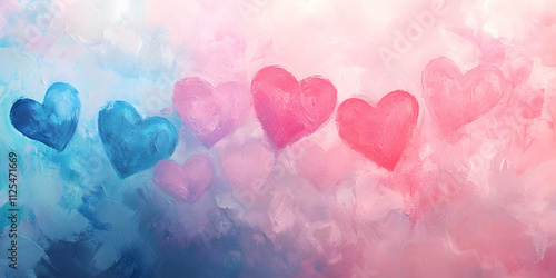 Pastel heart-themed abstract panorama, perfect for romantic occasions