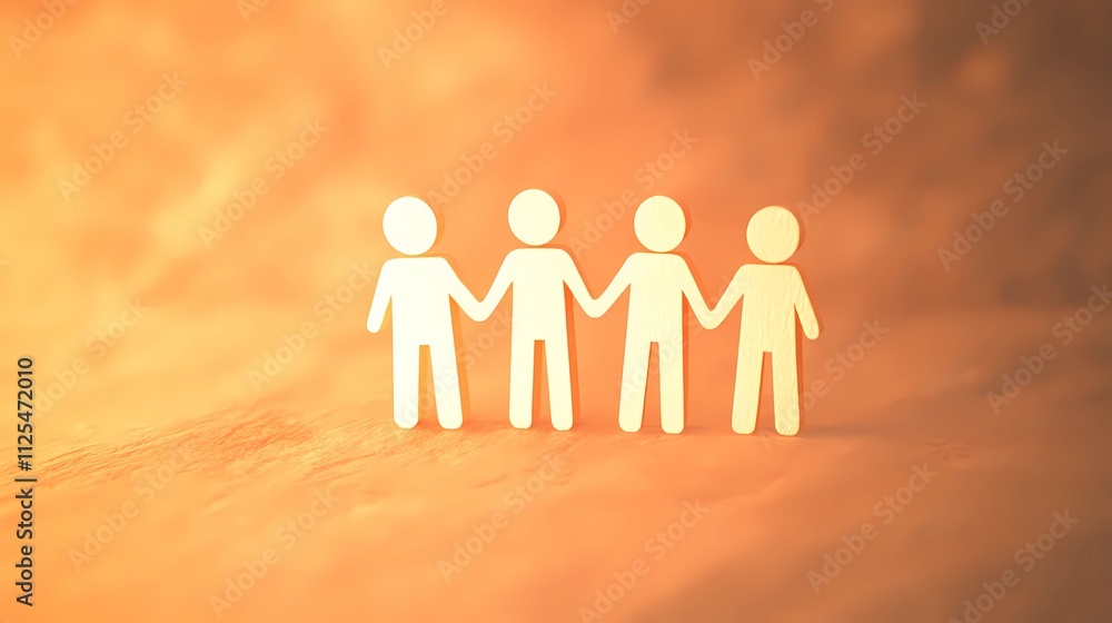 Abstract human forms standing in a connected design, symbolizing unity, teamwork, and the collective pursuit of shared ambitions. Abstract human forms standing in a connected design, symbolizing unity, teamwork, and the collective pursuit of shared ambitions.
