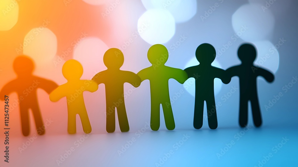Stylized abstract human figures of collaboration and the importance of community in success. Stylized abstract human figures of collaboration and the importance of community in success.