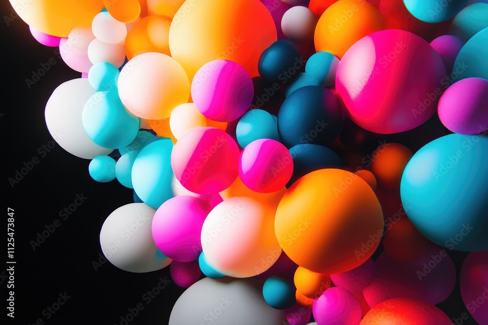 Vibrant Cluster of Spheres in Diverse Colors and Sizes Vibrant Cluster of Spheres in Diverse Colors and Sizes