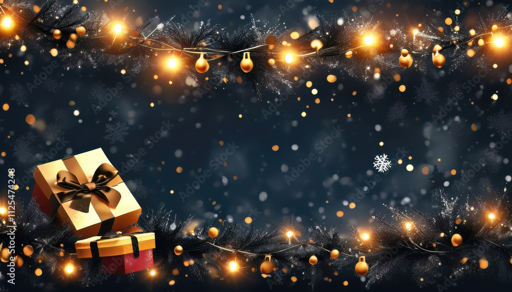 Naklejka premium Pine tree and decorations for Christmas, Christmas and gifts