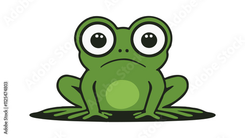 cute green frog with sad face cartoon