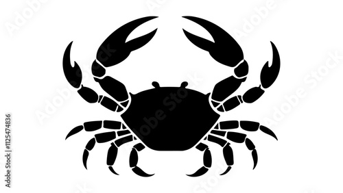 crab tattoo, simple crab outline vector illustration, crab with claws from top view silhouette