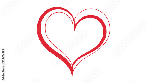 red heart, simple heart outline illustration, red hearth silhouette line art, romance an love symbol  icon