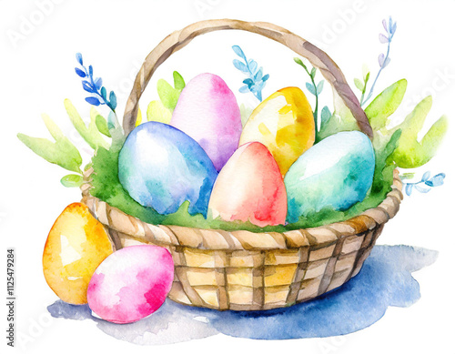 Jajka wielkanocne w koszyku ilustracja