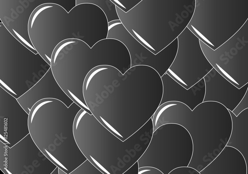 Fondo de corazones en tonos grises e interpuestos