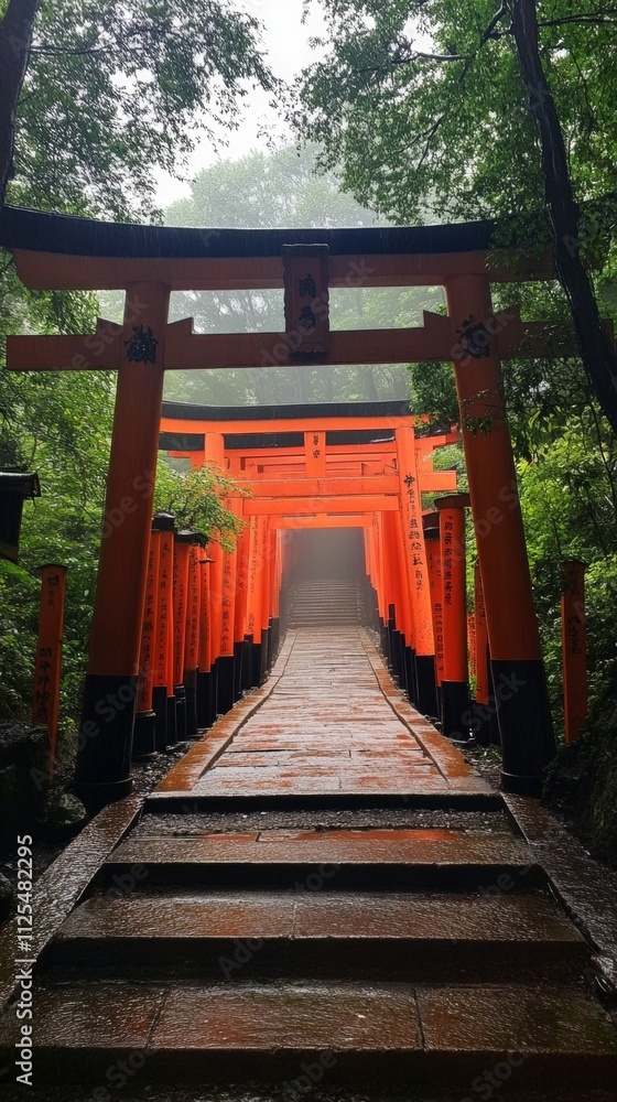 Torii gates Japan with copy space vertically 9:16 Torii gates Japan with copy space vertically 9:16